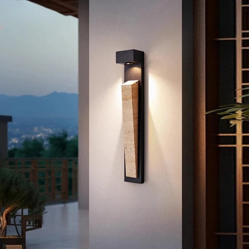 Lampada da Parete per Esterni in Pietra Naturale IP65 Resistente alle Intemperie, Illuminazione Impermeabile per Giardino, Portico, Balcone, Villa e Patio