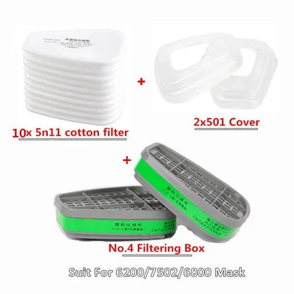 6001/6002/6004 Scatola di cartucce 5N11 Set di filtri in cotone per 3m 6200/7502/6800 Maschere antigas antipolvere Respiratore a spruzzo per verniciatura chimica