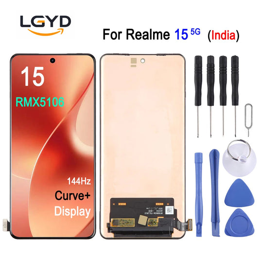 Display curvo da 144Hz per Realme 15 5G (versione India) RMX5106, ricambio per la riparazione dello schermo touch del telefono RMX5106