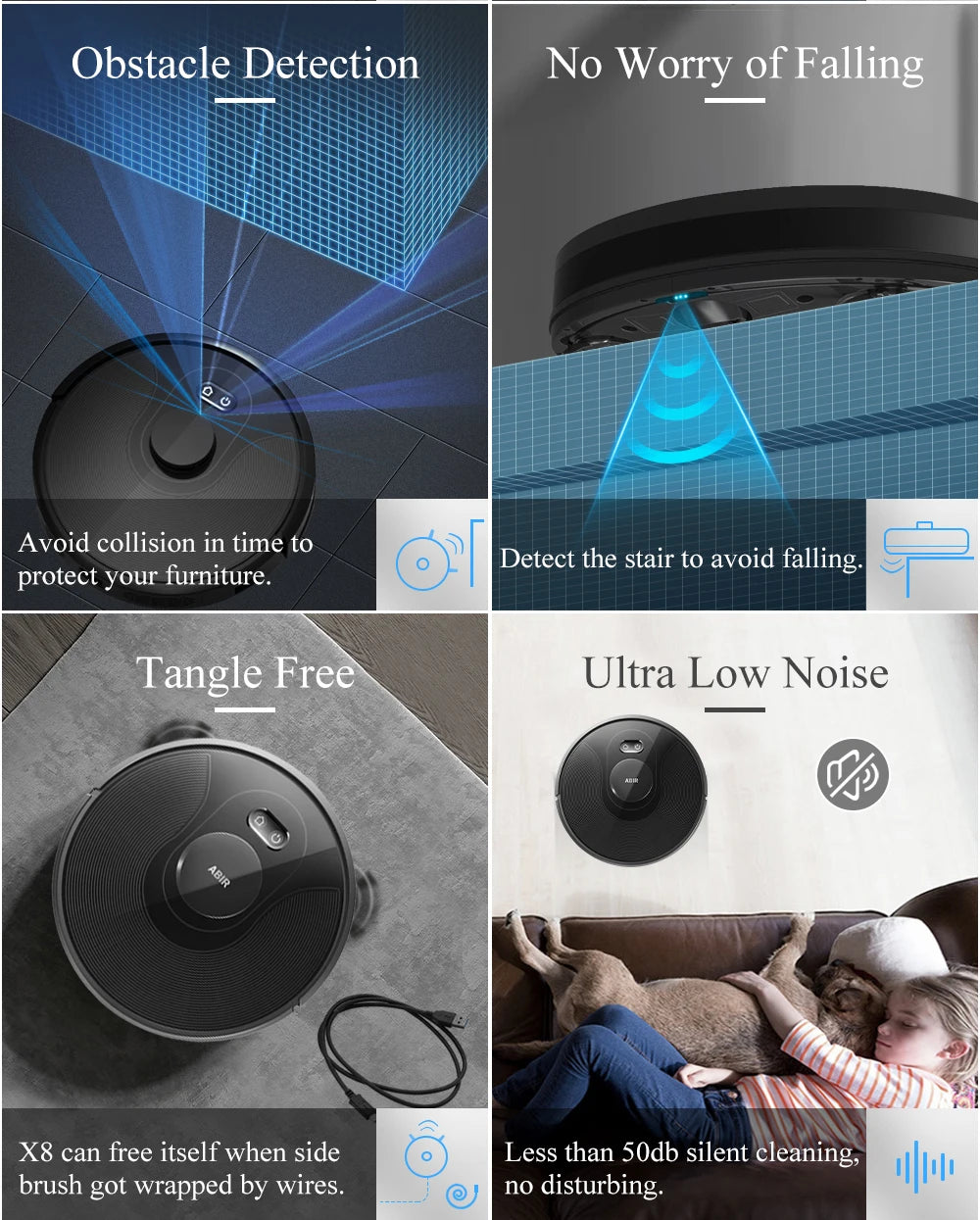 (Codice promozionale:  GCC800)Aspirapolvere Robot ABIR X8, sistema Laser, mappe a più piani, pulizia delle Zone, impostazione dell'area limitata per il lavaggio della moquette domestica