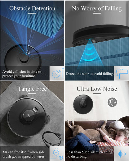 (Codice promozionale:  GCC800)Aspirapolvere Robot ABIR X8, sistema Laser, mappe a più piani, pulizia delle Zone, impostazione dell'area limitata per il lavaggio della moquette domestica