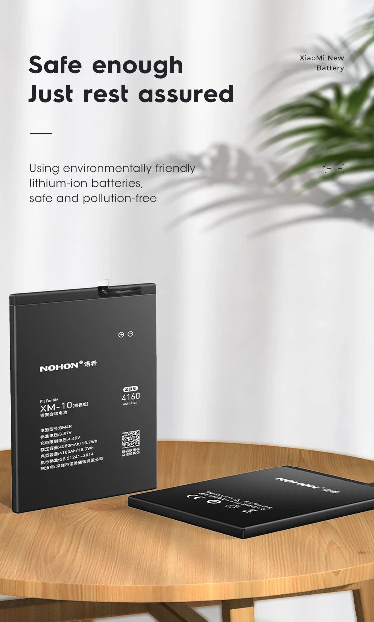 NOHON Batteria Per Xiaomi Mi 10 9 8 11T Pro 10T 11 Lite 12 12S 12X 13 6 5 MAX MIX 4 3 2 2S BM4R BM53 BM55 BM58 BM59 BP42 Batteria