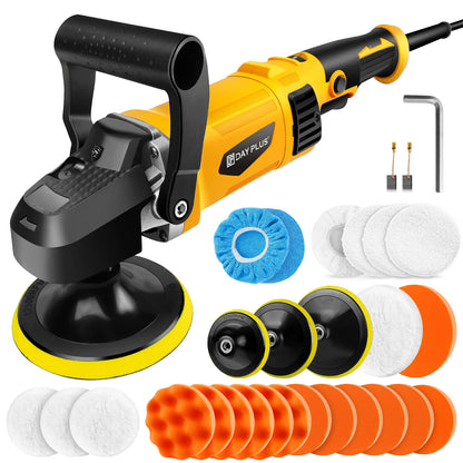 Lucidatrice e Levigatrice per Auto da 1400W, Macchina Lucidatrice Elettrica per Auto con 6 Velocità Variabili 800-3500RPM, Lucidatrice e Ceratrice da 150-180mm, 30 Accessori per Levigatura/Lucidatura/Ceratura/Sigillatura Aut