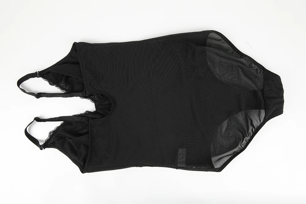 Body modellante in pizzo da donna con ferretto, controllo della pancia, modellante per tutto il corpo, corsetto con scollo a V, top, tuta, slip, lingerie, abbigliamento sexy