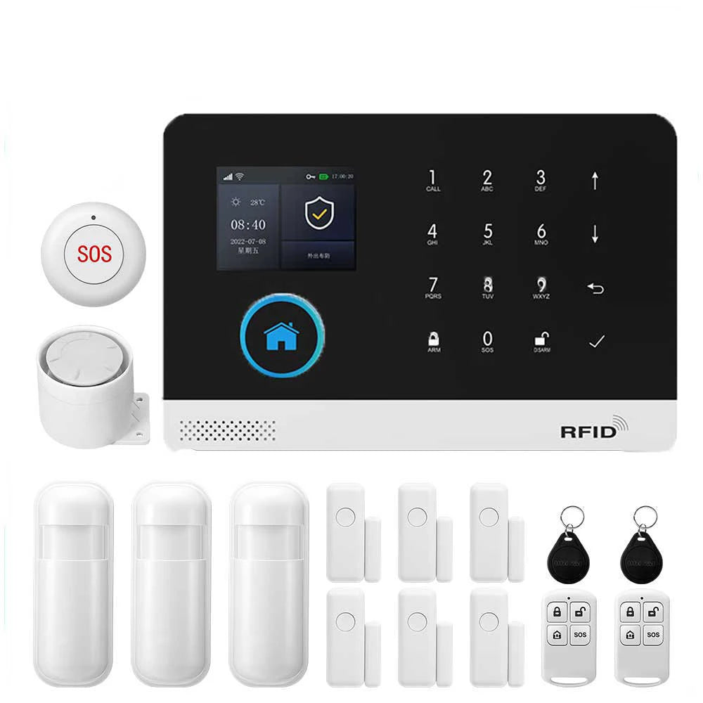 Sistema di Allarme PGST per Casa, Allarme di Sicurezza WIFI Antifurto con Sensore di Movimento per Porte, Compatibile con Tuya e Alexa