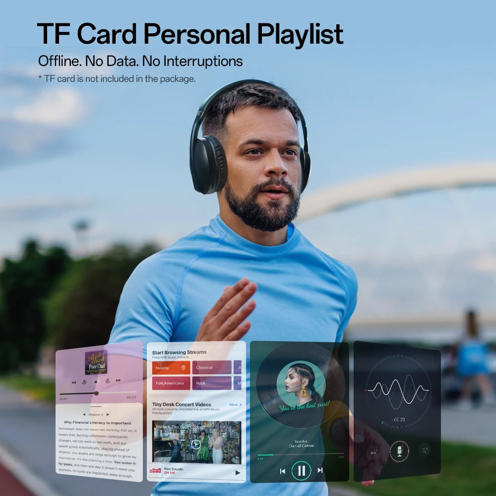 Oneodio SuperEQ S6001 Cuffie Bluetooth Cuffie wireless sopra l'orecchio con modalità Micro SD/Scheda TF/Radio FM Cuffie HiFi stereo