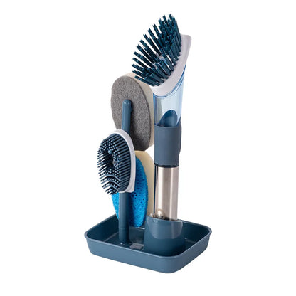 Strumenti per la pulizia della cucina Manico lungo Spazzola per piatti Dispenser di sapone liquido Detergente Spazzola per piatti Spugna per piatti Salviette per lavare i piatti
