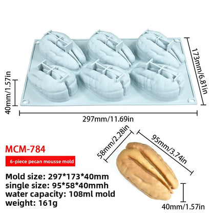 Stampo in Silicone Grande per Mousse di Mandorle/Pistacchi/Pecan/Chicchi di Caffè, Stampo Fai-da-Te per Cioccolato e Gelato, Utensili per Decorazione Torte