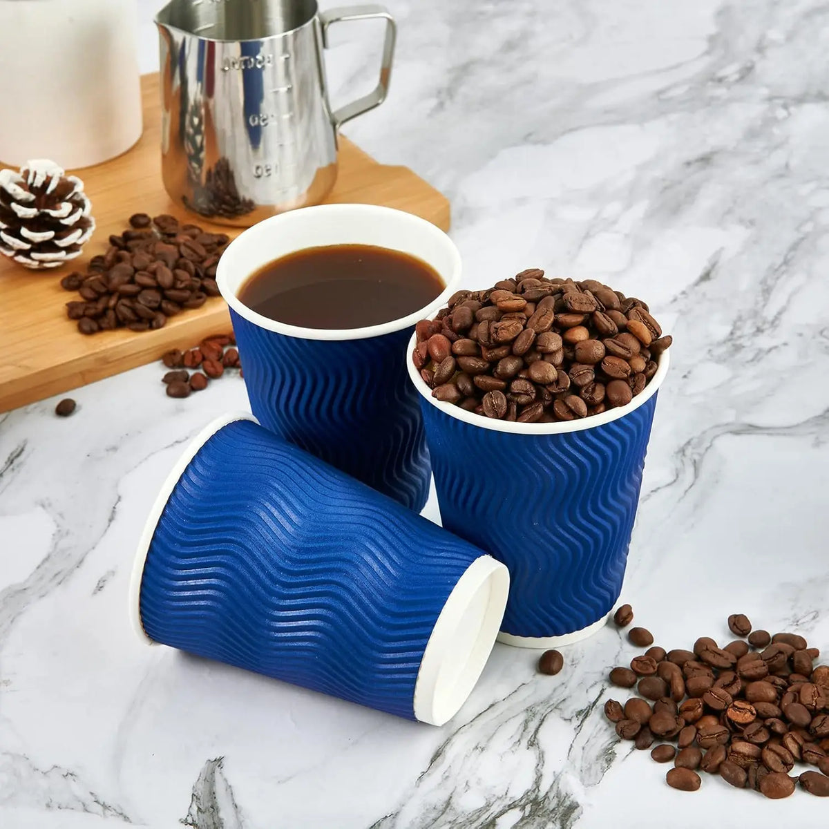 Bicchieri da Caffè Usa e Getta da 12OZ, Bicchieri di Carta Isolati con Parete Ondulata in Kraft per Bevande Calde o Tè, Acqua Calda