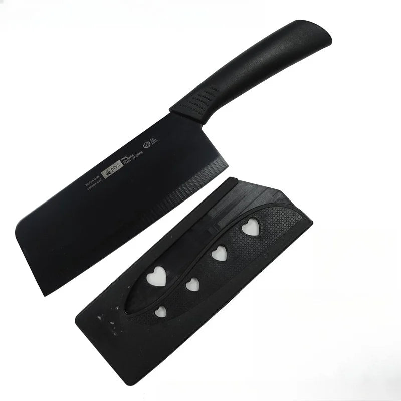 Set di coltelli da cucina, compresi coltello da chef, mannaia e coltello da frutta, con ceppo portacoltelli, adatto per sbucciare carne e verdure