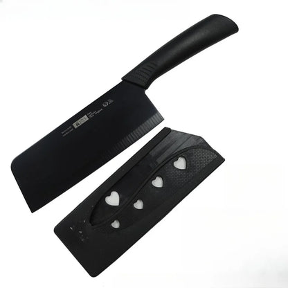 Set di coltelli da cucina, compresi coltello da chef, mannaia e coltello da frutta, con ceppo portacoltelli, adatto per sbucciare carne e verdure