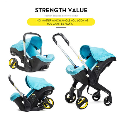 Passeggino 3-in-1 per Neonati, Sistema da Viaggio con Sedile Auto Rimovibile, Telaio in Alluminio Leggero e Ammortizzazione degli Urti, per Bambini da 0 a 4 Anni