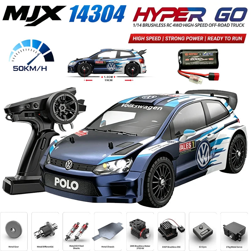 MJX HYPER GO 1/14 14304 14303 60KM/H Auto da Corsa RC Fuoristrada ad Alta Velocità con Trazione Integrale e Motore Brushless 2.4G, Regalo per Ragazzi