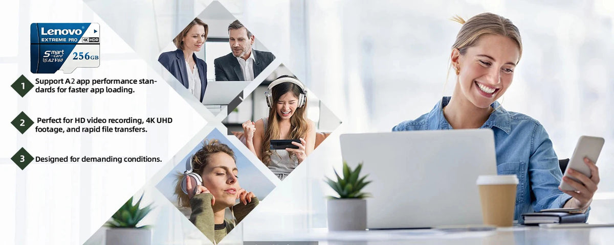 Scheda Micro SD Lenovo 1TB Extreme Pro, scheda di memoria ad alta velocità U3 V60 4K Full HD, 128GB, 256GB, 512GB, schede TF Flash per smartphone e droni.