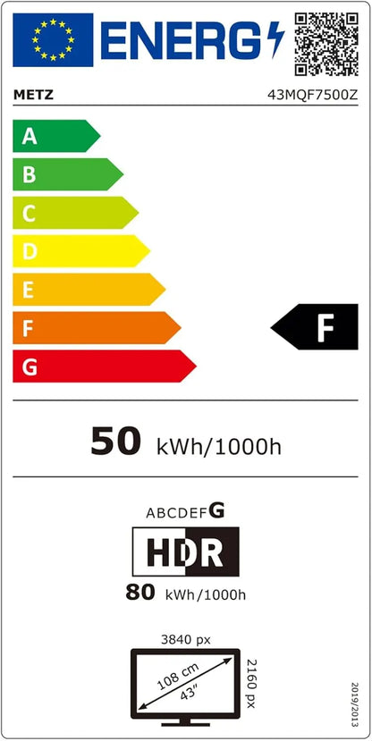 TV LED Smart 4K Metz QLED 43 Pollici Google Tele HDR 10 MEMC DBX Dolby Atmos Game Hub Eyecare Tuner 2025 43Mqf7500Z