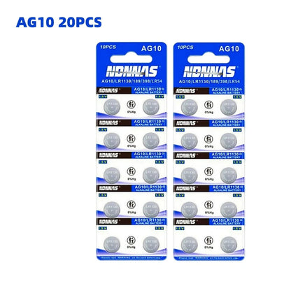 Batteria a bottone AG10 LR1130 LR 1130 SR1130 389A LR54 L1131 per batterie alcaline, orologi, apparecchi acustici, torce, calendari, giocattoli 1.55V