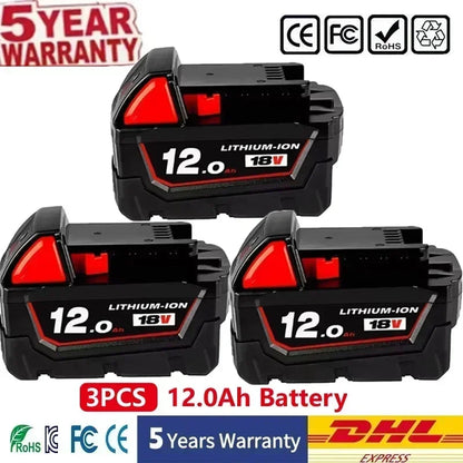 Batteria sostitutiva da 18 V 12,0 Ah, compatibile Milwaukee M18 - Batteria ricaricabile agli ioni di litio 21700 a 15 celle Modello M18 - 48-11-1815