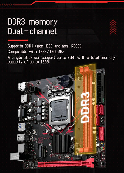 Scheda madre MACHINIST B75 X7 VB LGA1155 Supporto Dualchannel DDR3 RAM CoreI3/I5/I7 CPU 2/3Gen per computer da gioco USB3.0 SATA3.0