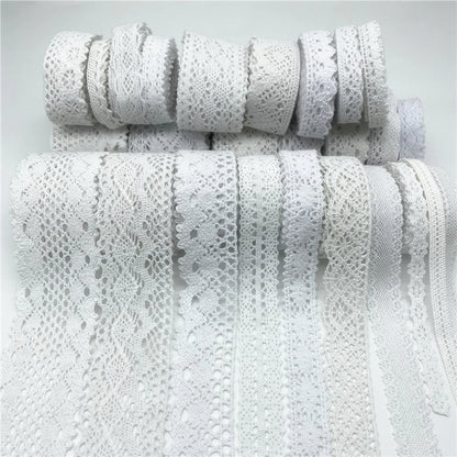 10mm-50mm 2 metri di nastro di pizzo di cotone 100% bianco per abbigliamento tessuto da cucito rifiniture in cotone all'uncinetto nastro di pizzo accessori fatti a mano