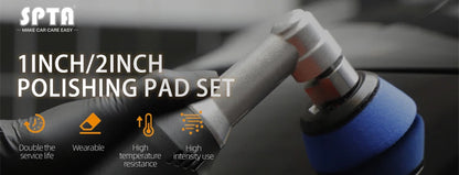 SPTA Mini Kit tampone per lucidatura in spugna da 1,5 pollici (40 mm) / 2 pollici (50 mm) per strumento di pulizia per lucidatrice a batteria 12 V