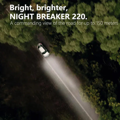 OSRAM Night Breaker 220 Lampade per auto H4 H7 H11 Faro alogeno + 220% Potenza luminosa + Fascio lungo 150 m Luce originale 12 V Germania, 2x