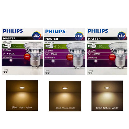 PHILIPS GU10 PAR16 4,9 W LED MASTER LEDspot 220-240 V Lampadina Dimmerabile 2700 K 3000 K 4000 K Bianco Caldo Sostituisce Lampada Alogena GU10 da 50 W