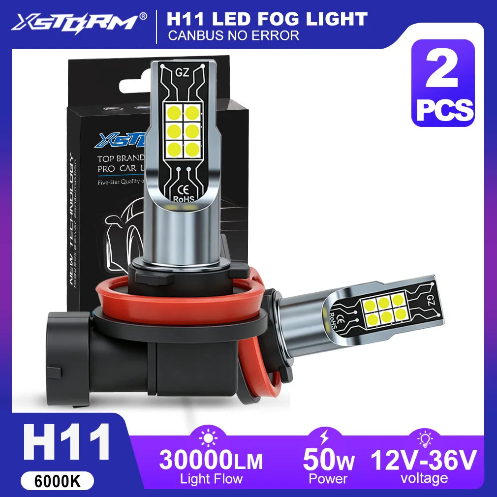 Fari Fendinebbia LED XSTORM H11 Canbus H4 H7 9005 9006, Luci LED per Auto 80W 30000LM HB3 HB4, Lampadine LED 6000k Luce Bianca