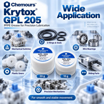 Olio Krytox GPL105 e Grasso GPL205, Lubrificante PFPE per Switch di Tastiere Meccaniche e Stabilizzatori, 10g 20g