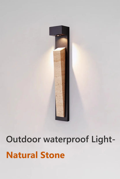 Lampada da Parete per Esterni in Pietra Naturale IP65 Resistente alle Intemperie, Illuminazione Impermeabile per Giardino, Portico, Balcone, Villa e Patio