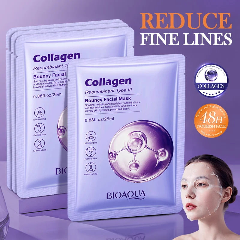 10 pz BIOAQUA Collagene Maschere Per Il Viso Anti Rughe Anit-Aging Idratante Sbiancamento Maschera Per Il Viso Prodotti Per La Cura Della Pelle Del Viso
