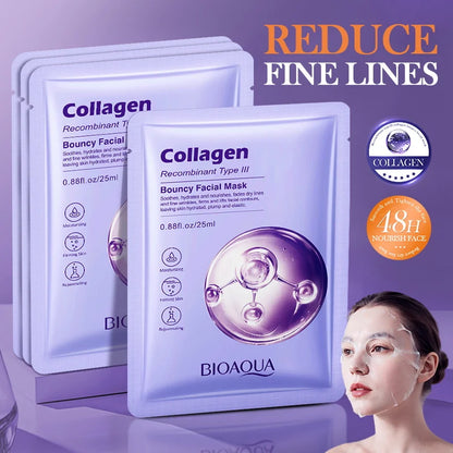 10 pz BIOAQUA Collagene Maschere Per Il Viso Anti Rughe Anit-Aging Idratante Sbiancamento Maschera Per Il Viso Prodotti Per La Cura Della Pelle Del Viso