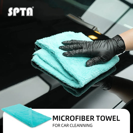 SPTA 1PC Asciugamano per dettagli in tessuto in microfibra blu acqua 420GSM 45 x 41 cm per il lavaggio dell'asciugatura automatica dell'auto