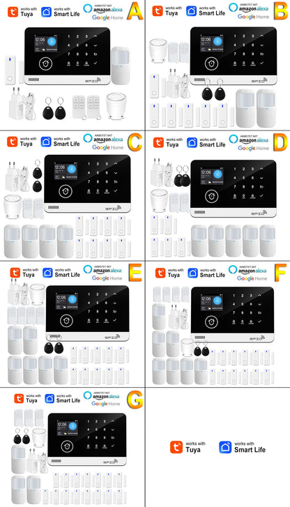 Sistema di allarme di sicurezza domestica Tuya Smart WiFi GSM - Tastiera touch Controllo APP RFID Antifurto wireless con volume regolabile