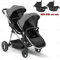 Passeggino Doppio per Bambini da Esterno, Multifunzionale 3-in-1, con Due Seggiolini Auto per Bambini