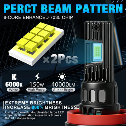 Fari LED XSTORM H11 9005 Canbus 40000LM 150W, Lampadine per Auto H11, Luci LED per Auto HB3, Fari Fendinebbia 6000k 12V