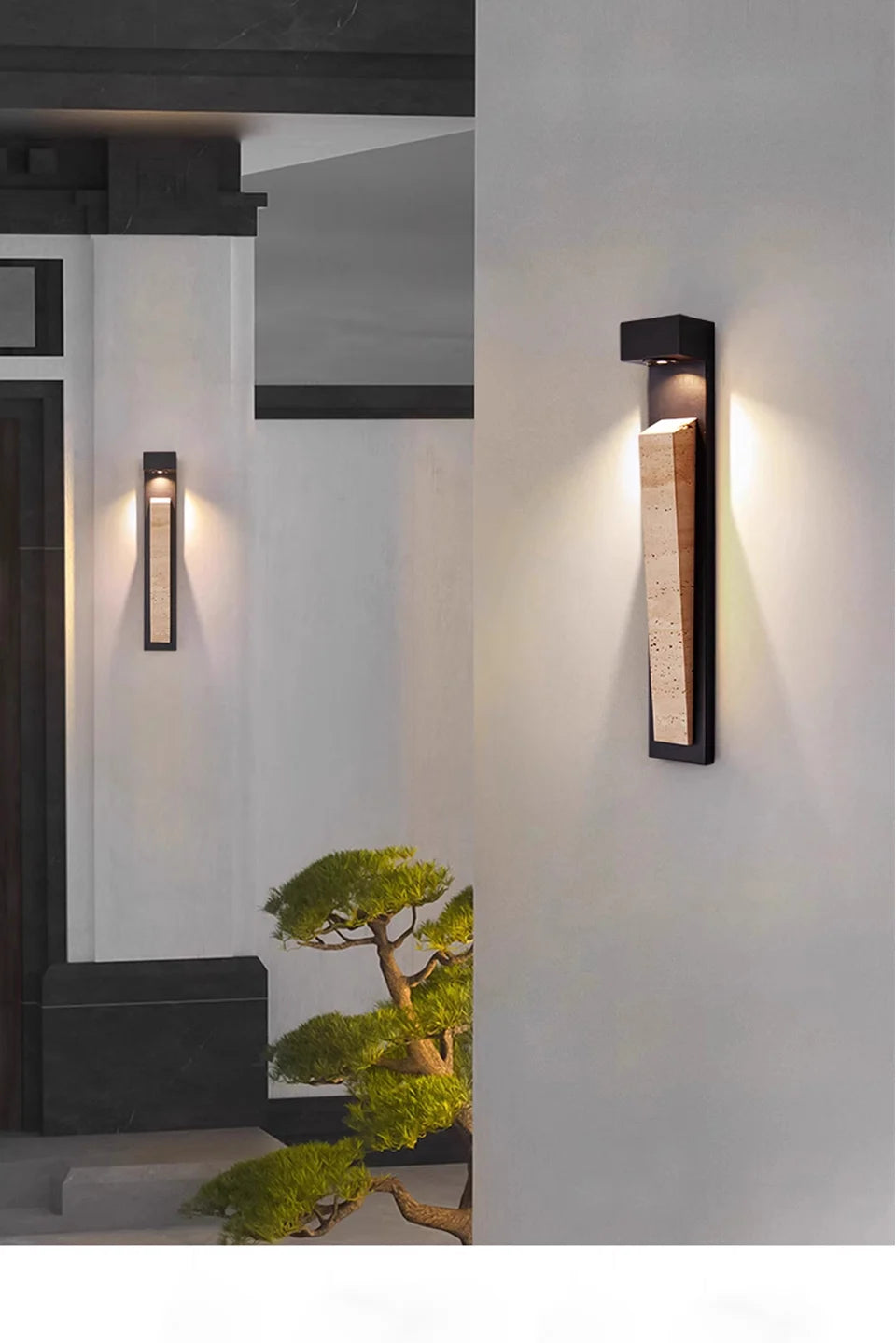 Lampada da Parete per Esterni in Pietra Naturale IP65 Resistente alle Intemperie, Illuminazione Impermeabile per Giardino, Portico, Balcone, Villa e Patio