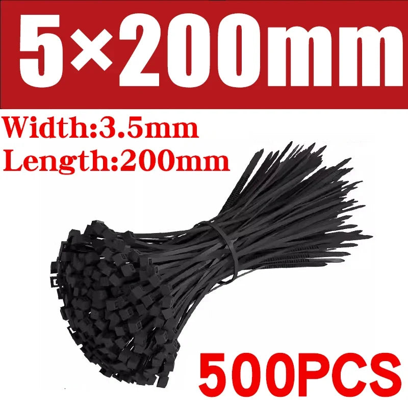500/1000PCS fascette per cavi in Nylon di plastica fascette per cavi autobloccanti cinghie per cavi regolabili anello di fissaggio fascette per cavi per ufficio a casa
