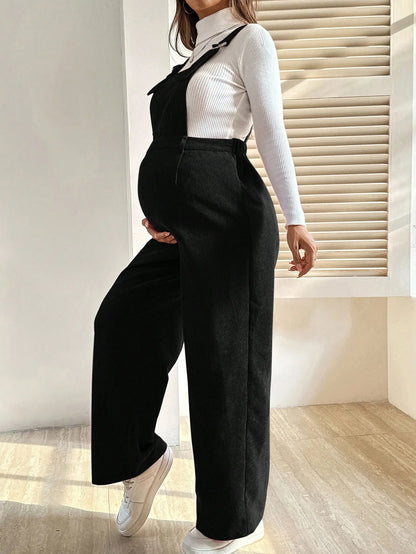 Tuta in Velluto a Coste per Donne in Gravidanza, con Bretelle Regolabili e Gamba Larga, Abbigliamento Casual Primaverile e Autunnale per la Gravidanza