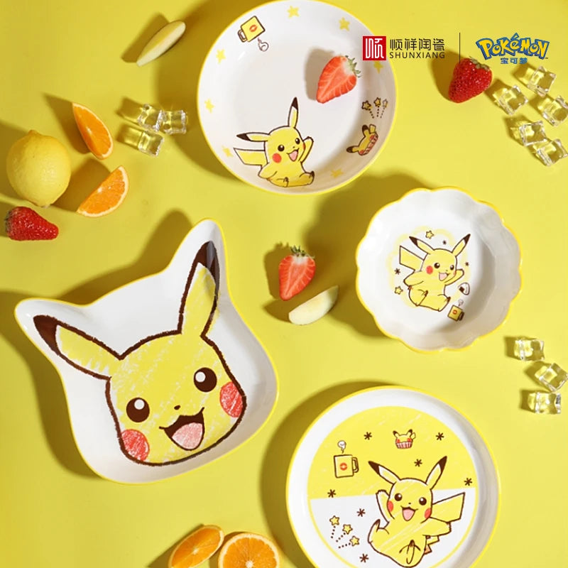 Set di Stoviglie in Ceramica Pokemon SHUNXIANG, Ciotole e Piatti con Motivi Cartoon, Set per Cena, Insalata e Pasta, Adatti al Microonde
