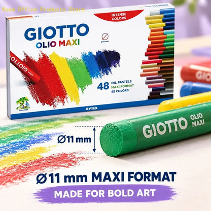 Kit di pastelli a olio GIOTTO, 48 pezzi, con colori intensi e pastelli di grandi dimensioni (11 mm) per pittura, lezioni di arte, scuola, uso domestico e progetti creativi.