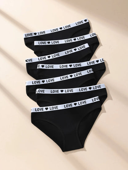 7 Pz/set Mutandine di Cotone da Donna Sexy Mutande a Righe Morbide Lettera Carina Slip per Ragazze Femminile Traspirante Stretch Lingerie XS-XL