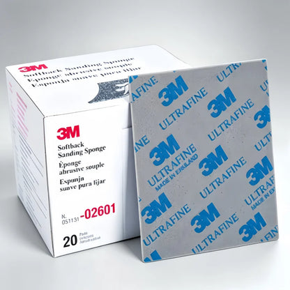 Spugna Abrasiva Ultra Fine 3M 02601, Grana 800-1000, per Levigatura a Secco e Umido, Flessibile, per Metallo, Legno e Plastica
