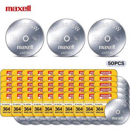 10-100PCS Batteria a bottone Maxell SR621SW 364 in ossido d'argento 1,55V AG1 LR621 per orologio da polso e orologio al quarzo