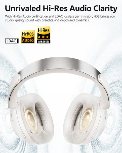 QCY H3S ANC Cuffie over Ear -56dB Cuffie con cancellazione del rumore Bluetooth 6.0 Auricolari audio spaziale LDAC ad alta risoluzione Doppio driver