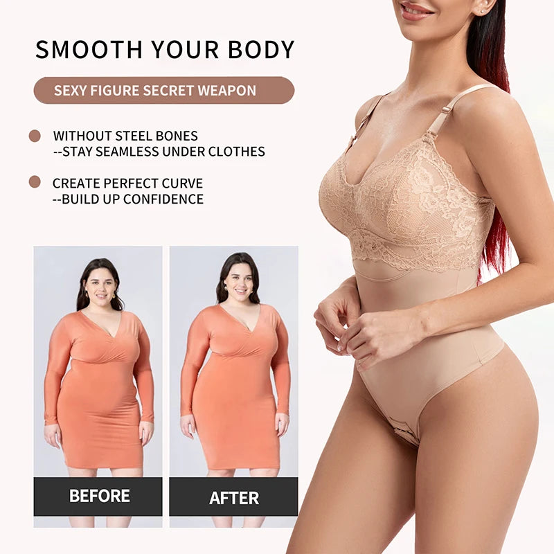 Perizoma in pizzo Body Shapewear Donna Nuovo Shaper per tutto il corpo Vita sottile Tummy Control Intimo Pancia piatta Corsetto liscio Nudo