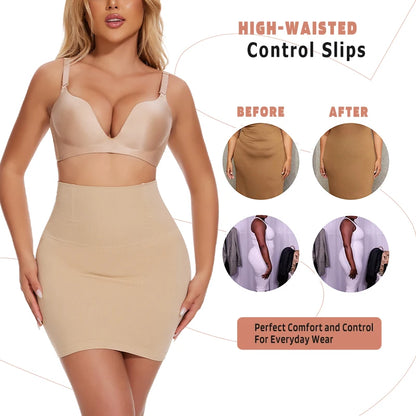 Mezze sottoveste per sotto il vestito Donna Shapewear Controllo della pancia Vita sottile Body Shaper Mezze gonne Perizoma 2 in 1 Butt Lifter Biancheria intima