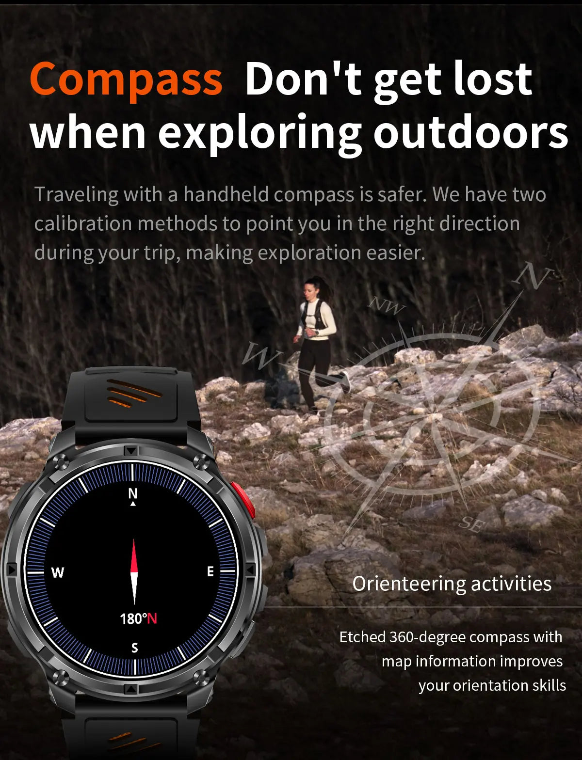 Nuovo Smartwatch T-REX3 Ultra con Batteria da 1100mAh, Impermeabile 10ATM, GPS, Bussola, Torcia, Display AMOLED HD da 1.7'', Chiamate, Orologio Sportivo Intelligente per Uomo