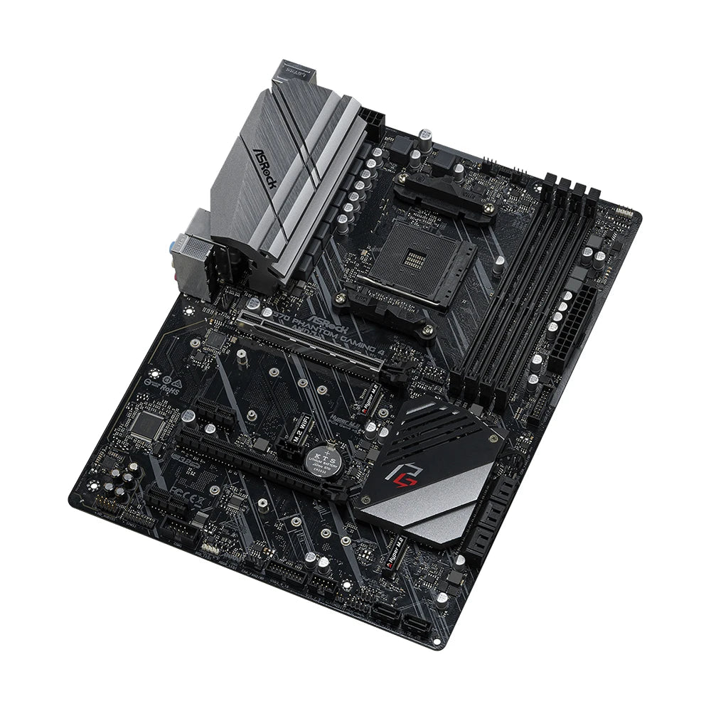 Scheda madre ASRock X570 Phantom Gaming 4, compatibile con CPU AMD 5800X3D, 5700X3D, 5600G, 4 slot DDR4 a 4666 MHz, PCIe 4.0, M.2 NVME, formato ATX, socket AM4.