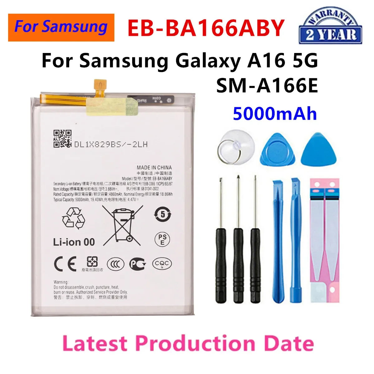 Batteria EB-BA336ABY EB-BA166ABY EB-BA546ABY per Samsung Galaxy A33 A53 A25 A13 5G /A15 A16 A24 4G 5G / A42 A72 A32 A54 A35 5G