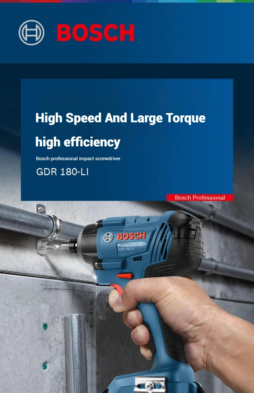 Bosch GDR 18V-215 Avvitatore a percussione senza spazzole a batteria Cacciavite elettrico a coppia elevata per impieghi gravosi Utensili elettrici professionali